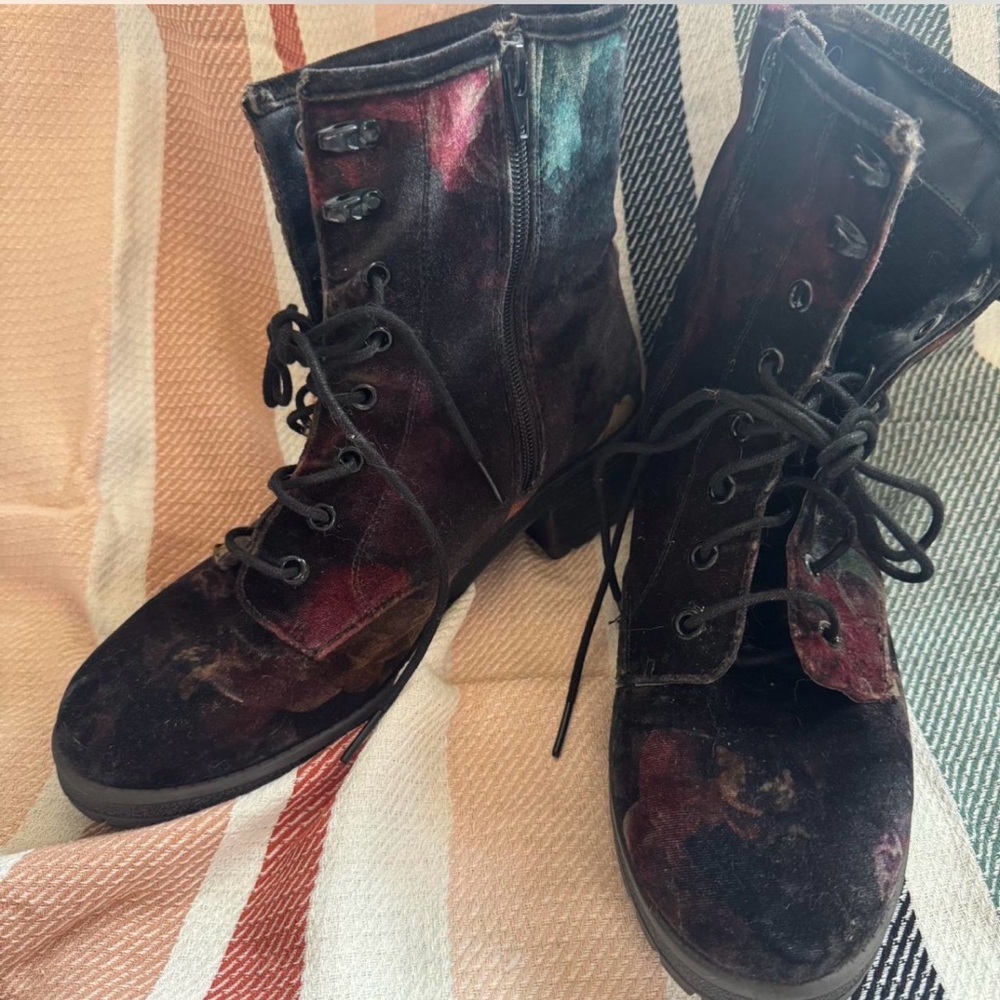 Madden Girl Velvet Multicolor Combat Boots